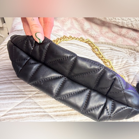 Black Zara Quilted Chain Shoulder Bag - Picture 2 of 5